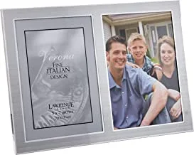Lawrence Frames 2-Tone Double Opening Panel Picture Frame, 5 by 7-Inch, Brushed Silver Metal and Shiny Metal