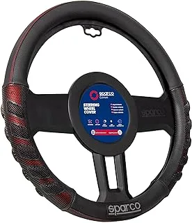 SPARCO S101 - Universal Car Steering Wheel Cover, Red Color.