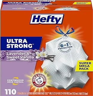 Hefty Ultra Strong Tall Kitchen Trash Bags, Lavender & Sweet Vanilla Scent, 13 Gallon, 110 Count