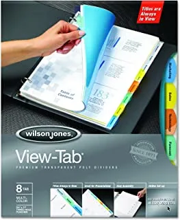 Wilson Jones 55567 View-Tab Transparent Index Dividers, 8-Tab, Rectangle, Letter, Assorted (Box of 5 Sets)