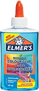 Elmer's Translucent Colour Glue 147 ml , Washable and Kid Friendly , Great for Making Slime and Crafting , Blue