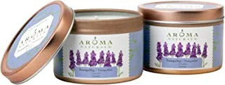 Aroma naturals tin candle lavender essential oil natural soy scented, tranquility, 2 count