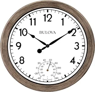 Bulova Patio Time Indoor/Outdoor Wall Clock, 10.25, Rattan Finish