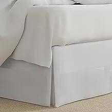 تنورة سرير من الألياف الدقيقة من فندق لوكس بتصميم كلاسيكي بطيات بطول 14 بوصة ، مقاس كينغ ، أبيض