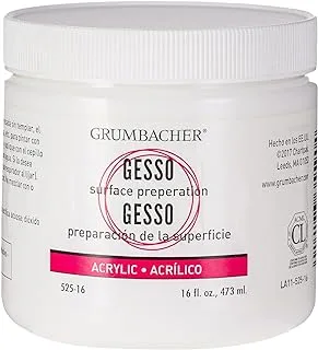 Grumbacher Gesso (Hyplar) Artists' Acrylic & Oil Paint Medium, 16 Fl Oz (Pack of 1), White