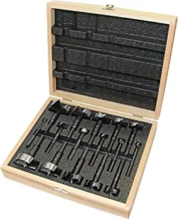 Fisch FSA-367208 16 Piece Black Shark Forstner Drill Bit Set Custom Wooden Box, Includes bits from 1/4-Inch up to 2-1/8-Inch Forged Steel