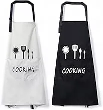 ECVV 2 Pack Kitchen Aprons with Pocket Adjustable Neck Strap Bib Apron Waterproof and Oil Proof Chef Cooking Apron for Home Kitchen, Cleaning, Gardening