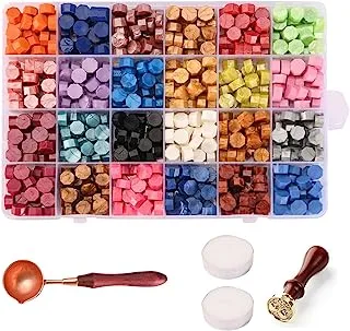ECVV 600Pcs Sealing Wax Beads Kit Colorful Wax Seal Stamp Kit with Candles Spoon Seal Stamp for Letters, Crafts Decorations Wedding Invitations