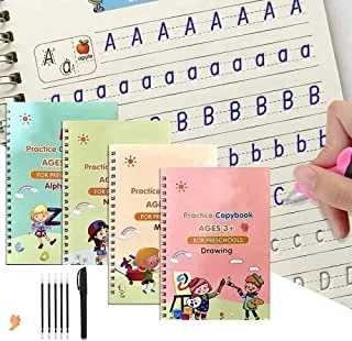 ECVV Sank Magic Practice Copybook للأطفال - كتاب تدريبي للكتابة قابل لإعادة الاستخدام كتاب التدريبات اليدوية المطبوعة (كتاب الأبجدية)