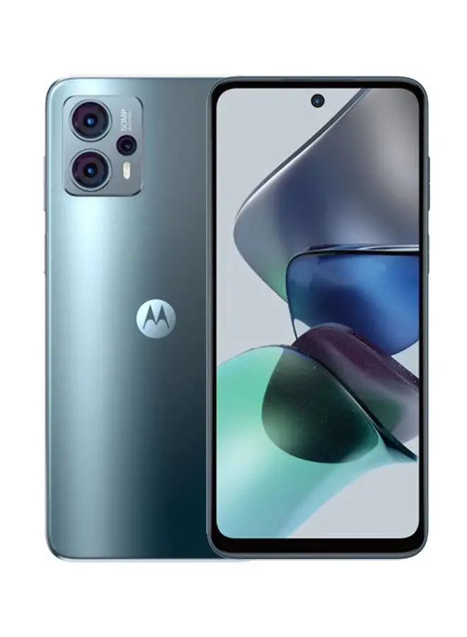 هاتف موتورولا موتو G23 ثنائي الشريحة باللون الأزرق الصلب بذاكرة 8 جيجابايت وذاكرة داخلية سعة 128 جيجابايت ويدعم تقنية 4G - إصدار الشرق الأوسط