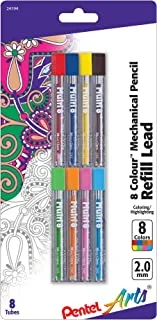 عبوات أقلام الرصاص Pentel Arts® ، 2.0 مم ، ألوان متنوعة ، عبوة من 8