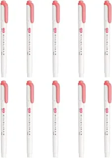 Zebra Mildliner B-WKT7-MCOP Highlighter, Mild Coral Pink, 10 Pens