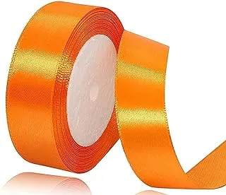 Orange Satin Ribbon, 24mm x 25yd Fabric Polyester Ribbon for Gift Wrapping, Party Favors, Wedding Decorations, Bow Making, Bouquets, Sewing Projects & Craft Supplies