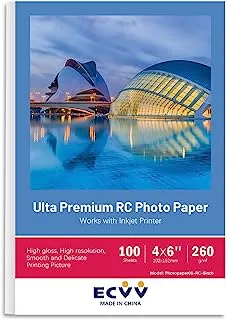 ECVV 6 Inch Cast Coated Photo Paper for Printer 4x6 inch (102 * 152mm) Photograph Print Paper White Glossy (100 sheets）