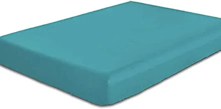 شرشف سرير قطني منسوج فائق النعومة ، مقاس مفرد ، أزرق مخضر (120 × 200 + 25 سم)