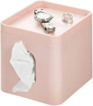 iDesign Cade Facial Tissue Box Cover, Boutique Box Bathroom Holder for Vanity, Countertops, Desk, Office, Dorm - Matte Blush