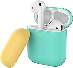 Promate AirPods Case Cover, Slim-Fit Soft Silicone Full Protective Shockproof Cover with Wireless Charging Compatible, Anti-Slip and Scratch Resistance for Apple AirPods, SiliCase.Green