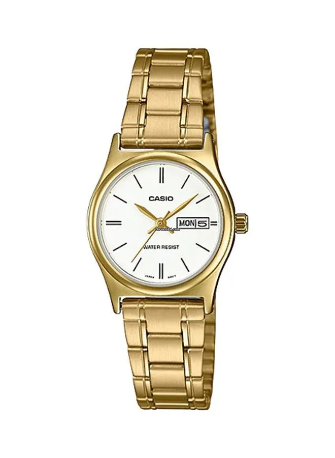 CASIO Women's Water Resistant Stainless Steel Analog Watch Ltp-V006G-7BUDF - 46 mm - Gold