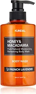 غسول الجسم KUNDAL Honey & Macadamia Pure Natural المرطب المنعش باللافندر الفرنسي 500 مل