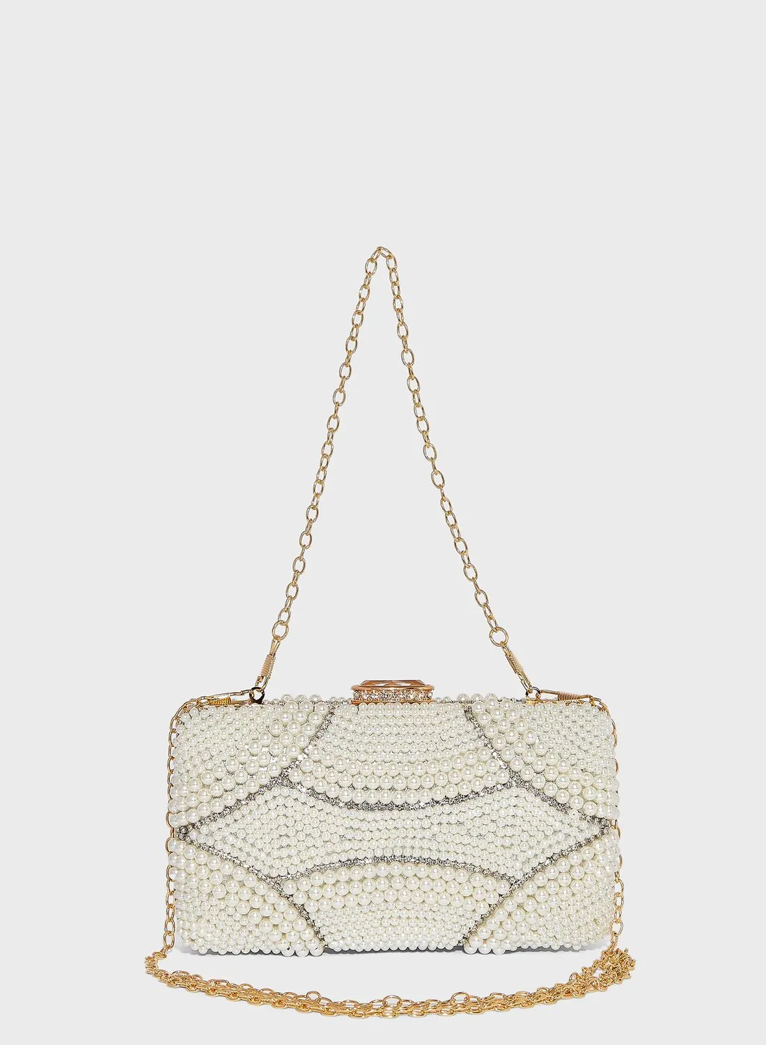 Khizana Pearl Embellished Box Clutch Bag