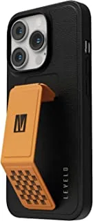 Levelo Morphix Gripstand iPhone 14 Pro Max PU Leather Case - Orange