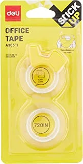 Deli EA30511 Clear Office Tape with Dispenser, 12mm x 18.3m (Pack of 2)