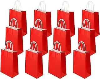SHOWAY Paper Gift Bags 12 Pieces Set, Eco-Friendly Paper Bags, With Handles Bulk, Paper Bags, Shopping Bags, Kraft Bags, Retail Bags, Party Bags 15X21X8Cm, Color Red