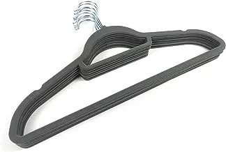 COOLBABY Premium Non-Slip Velvet Hangers [Set of 10] (42cm) – Heavy Duty Velvet Suit Hangers with Tie Bar, 360 degree rotatory hook – Space saving, sturdy to hold Jacket, Jumper & Pullover (Grey)