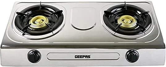 Geepas 2-Burner Gas Stove with Auto Ignition Stainless Steel Body | Model No GK5605 with 2 Years Warranty