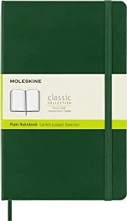 دفتر ملاحظات من ورق عادي كلاسيكي مقاس 13 × 21 سم من Moleskine غلاف صلب ومجلد إغلاق مرن - أخضر ميرتل