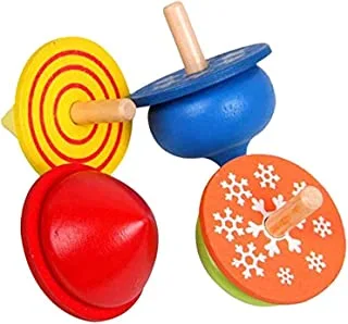 4 Pcs Colorful Traditional Educational Wooden Gyro Spinning Top Toys for Kids Children