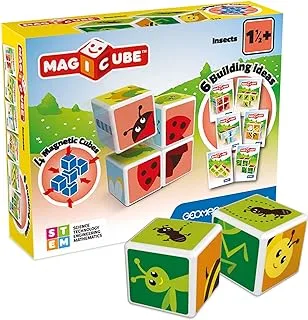 Geomag Magicube مطبوعة حشرات + بطاقات ، ألعاب STEM & مغناطيس تعليمية ، صنع في سويسرا ، بلاستيك معاد تدويره بنسبة 100٪ ، ألعاب مفتوحة الأطراف ، ألعاب بناء ، عام واحد +