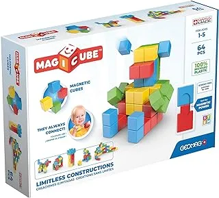 Geomag Magicube FullColor ، STEM & ألعاب مغناطيسية تعليمية ، مصنوعة في سويسرا ، 100٪ بلاستيك معاد التدوير ، ألعاب مفتوحة الأطراف ، ألعاب بناء ، 1 سنة + ، 64 قطعة