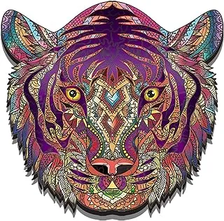 Arabest 214pcs Wooden Jigsaw Puzzles, 3D Wooden Animals Shaped Puzzles, Best Gift for Adults and Kids DIY Puzzle Piece, Colorful Unique Shaped Tiger Puzzles 26x27.4cm, Medium (Tiger)