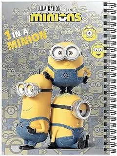 MINIONS A5 Spiral Notebook Journal, Wirebound Ruled Sketch Book Notepad Diary Memo Planner for School 40 Sheets PP, no UV