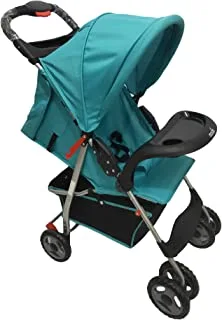 MOON Bezik One Hand Fold Travel Stroller/Pram Suitable for Newborn/Infant/Baby/Kids with Dual Tray| Leg Rest | Multi-Postion Reclining Seat Suitable For 0 Months+ (Upto 24 Kg) -Cyan Blue