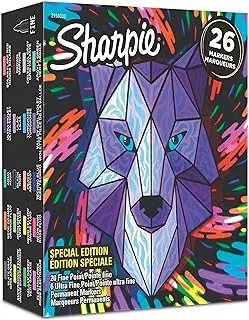 Sharpie Fine Point Permanent Markers, Pack of 26- Multicolour