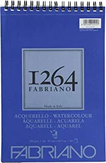 Honsell Fabriano Watercolour 19100649 Spiral Bound Sketch Pad 1264 300 g/m² DIN A4 30 Sheets Natural White Satin Paper with Medium Grain Acid for All Drying Techniques