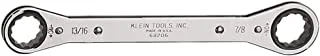 Klein Tools 68206 Ratcheting Box Wrench, Made in USA, 13/16-Inch x 7/8-Inch with Reverse Ratcheting and Chrome Plated Finish