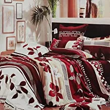 Savoy King Bed Cover Set, Red, 7 Pieces | 50% Polyester, 50% Cotton | 1 Bed cover 259x242 cm, 1 Bedskirt 198x203 cm, 1 Fitted Sheet 198x203 cm, 2 queen Pillow Case 51x75 cm, 2 Cushions 40x40 cm