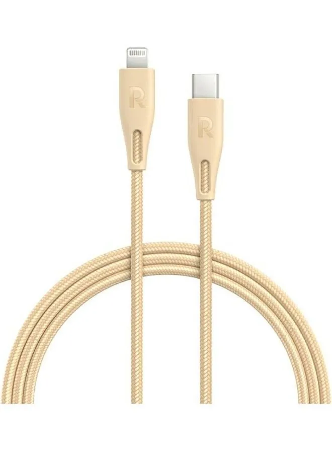RAVPOWER RP-CB1018 Type-C To Lightning Cable Gold