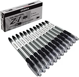 طقم أقلام زيبرا Z-1 ، 12 قلم ، 0.7 ملم ، أسود