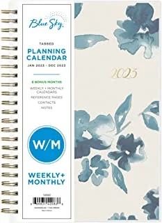 Blue Sky 2023 Weekly and Monthly Planner, January - December, 12.7 cm x 20.3 cm, Frosted Cover, Wirebound, Bakah Blue (142083)