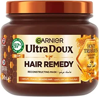 قناع غارنييه ألترا دوكس برائحة العسل لإعادة بناء الشعر للشعر التالف 340 مل