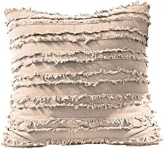 DONETELLA Cushion Cover, 45x45 cm (18x18 inch) Throw Pillowcase With Beautiful Embroidered Tassel Stripe Cushion Case, Suitable For Sofa Bed Living Room And Couch (Without Filler) (Blush)