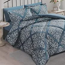 Valentini bianco king digital print comforter set - blue, 6 peices | micro fiber 100% polyester | 1 comforter 260x250cm, 1 fitted 200x200+30cm, 2 pillow shams 50x75+5cm, 2 pillow cases 50x75cm