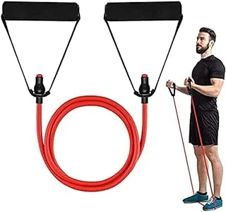 ECVV Fitness Pull Rope Elastic Rope Resistance Bands Resistance Tubes with Foam Handles, Exercise Tubes For Resistance Training, Fitness Pilates Strength Training, Home Workouts (RED)