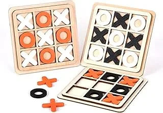 ECVV Wooden Board Tic Tac Toe Game XO Table Toy Classical Family Children Puzzle Game Educational Toys, (ASSORTED 3 PIECE)