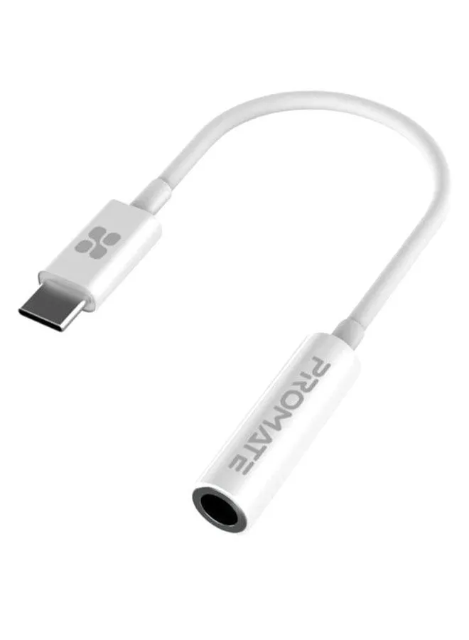 PROMATE USB-C to 3.5 mm Headphone Jack Adapter, Female Aux Audio Cable with HD Sound for Google Pixel 2 3 XL, Samsung, Essential, Huawei, Moto, OnePlus, HTC, Xiaomi, AUXLink-C white