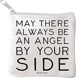 Quotable Angel by Your Side Mini Pouch, White/Black